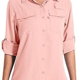 Women's Long Sleeve Fishing Shirt UPF 50+ for Safari Camping Travelling Quick Dry F5026,Pink,L-image-27