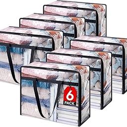 TAKIVA Pack of 6 Clear Transparent Clothes Storage Bags | Plastic Blanket Storage Bags, Saree Covers with zip | Saree Organizer for Wardrobe | Transparent Storage Bag for Blenket, Clothes, comforters-picture-14