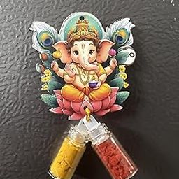 ARC Haldi Kumkum Decorative Gift Set – MDF Ganesh Ji with Fridge Magnet & Mini Bottles Filled with Haldi & Kumkum | Ideal for Return Gifts, Festivals & Traditional Functions – Pack of 12-image-67
