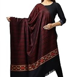 Ravaiyaa - Attitude is everything Women's Kashmiri Wool Shawl, Jacquard Stripe Design Warm and soft, Faux Pashmina (Black)-picture-18