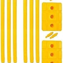 Heavy Plastic Cricket Stumps Combo (Yellow) Pack Of 2 Includes 6 Heavy Plastic Stumps, 4 Bails, 2 Stand.-11