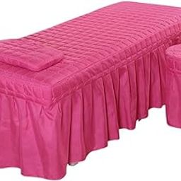 HEAVENGLOW Soft Beauty Massage Bed Sheet with Pillowcase and Stool Cover Hot Pink-image-6