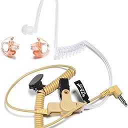 HYS 3.5mm Listen Only Acoustic Tube Earpiece with Medium Soft Silicone Ear Buds Earmolds, Surveillance/Police Radio Headset for Motorola Vertex Hytera Icom 3.5mm Audio Remote Shoulder Speaker Mic-15