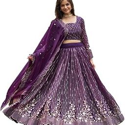 Heavy Faux Georgette Sequence Embroidered Lehnga Choli With Dupatta For Women's-(L8378)-image-56