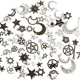 100g Assorted Moon Stars Charms Bulk Pendant Jewelry Finding DIY Accessories-image-47