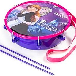 Ratna's Disney Tasha Senior Frozen Printed Musical Instrument Toy Drum Set with 2 Sticks & Hanging Strap for Kids-17