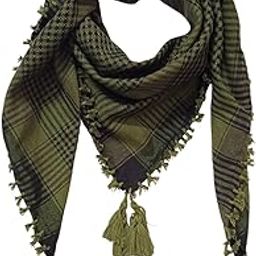 Cotton Blend Square Scarf, Checkered Pattern with Tassels for Men & Women | Shemag Scarf | Keffiyeh | 48x48 Inch-image-50