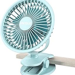 UN1QUE Mini Portable Fan Battery Operated, 6 Inch Powerful USB Table Fan, 3 Speed Quiet Rechargeable Fan with Less Vibration, 720° Rotate Personal Mini Fan for Home Office Stroller Camping, Blue-image-89