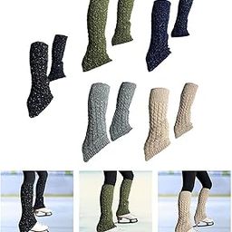 ATORSE Ice Figure Skating Leg Warmers High Footless for Women Over The Boot Workout Black-image-35