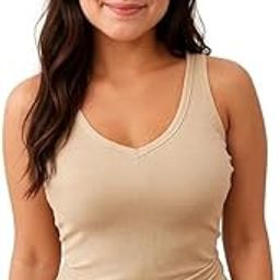 Women's Padded V-Neck Sleeveless Tank Top – Soft Stretchable Cotton Blend Camisole for Winter Thermal top-image-47