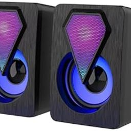 meniga RGB Desktop Speakers with LED Lights, USB Powered, 3.5mm Audio Jack, 2 Piece Set, 14 x 9 x 11 cm-10