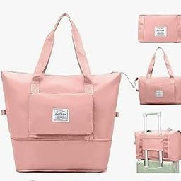 Expandable Travel Duffel Bag for Women, Peach Pink, Multi-Compartment with Shoulder Strap-image-70