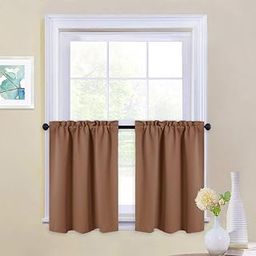 JUPON Valance Blackout Rod Pocket Pattern Curtain Kitchen Curtain, Pack of 1 Piece (Half Window - 3ft Mocha)-picture-27