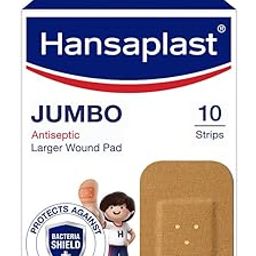 Hansaplast Antiseptic Jumbo Bandage | First Aid Essential Pack | Larger Wound Pad | Protects Against Dirt & Bacteria-16