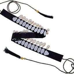 Small Mirror Embellished Kamarpatta/Kamar Chain/Kamarband For Women | Girl's Fancy Waist Belt/Belly Chain/Waistband For Saree & Traditional Dresses-Black-image-3