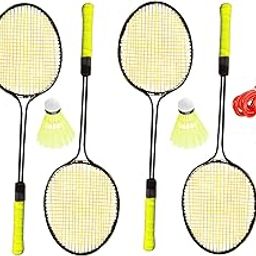 Badminton Set with 4 Rackets, 2 Nylon Shuttlecocks,1 Skipping Rope and 1 Net-17