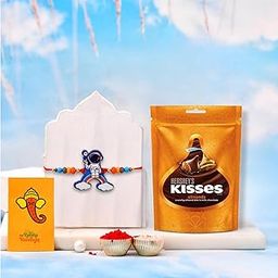 CraftVatika Rakhi Chocolate Gift for Brother Kids, Rakhi Set of 1 for Kids Sister Girls, Astronaut Rakhis for Rakshabandhan, Chocolate Gift Hamper for Kids Baby, Best Wishes Card with Tikka-image-41