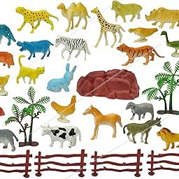FunBlast Realistic Mini Animal Figure Toy - Farm Animals Toys & Wild Animals Toys for Kids Animal Figure Playset - Jungle Toys Set - Best Birthday Return Gifts for Kids - Small Size (31 Pcs)-image-45