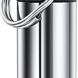 Small Pocket Pill Box Keychain , Aluminium Alloy Portable Mini Pill Organizer Case Container for Purse, Waterproof Metal Pill Holder Medicine Bottle for Outdoor Camping Travel (Silver)-image-33