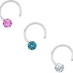 Peenzone 92.5-925 Sterling Silver Cubic Zirconia AD Multi Color Stud Nose Pin Combo Set for Women Girls-image-32