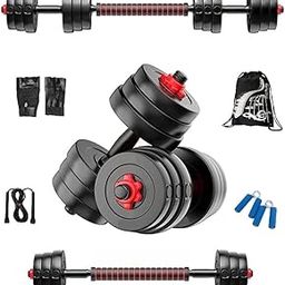 Bodyfit Dumbles Gym Set, Home Gym Weight Plates + 1 Expandable Convertor Barbell Rod, 2 New Dumbbell Rods, Men Women Exercise Set with Gym Accessories. (50kg Weight Plates)-picture-12