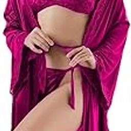 Women's 6-Piece Women's Satin Nighty 6 Piece | Nighty Maxi with 1 top and Pajama, 1 Bra and Panty, and 1 Robe | Women Night Suit | Night-Suit top and Pajama | Nighdress-image-69