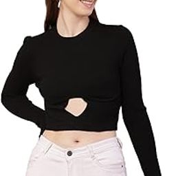 Women's Acrylic Full Sleeve with Round Neck Crop Black Sweater-image-81
