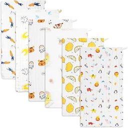 Muslin Burp Cloths Comfy Burp Clothes - Baby Burp Rags for Boy Girls Muslin Bibs 6 Layers Large 20''x10'' 100% Cotton Hand Washcloths Soft Absorbent by norinori (5 Pack Orange)-image-38