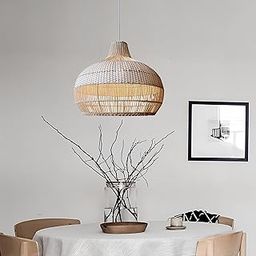 Bamboo Hanging Light for Living Room | Rattan Hanging lampshade for Balcony | Cane indoor outdoor chandelier | Wicker ceiling pendant light boho Decor - Laksh (Bulb Not Included) (14" Dia) (1 Unit)-image-31