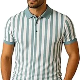 wild elephant Men's Striped Polo Neck T-Shirt | Cotton Blend Half Sleeve Casual Wear for Men & Boys-picture-39
