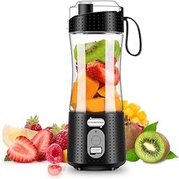 VOTSUPKITDINOK Portable Blender for Shakes and Smoothies, USB Rechargeable Personal Blender with 6pcs 3D Blades, Strong Blending Power, 13.5Oz & Cleansing Brush for Travel, Office and Sports - Black-21