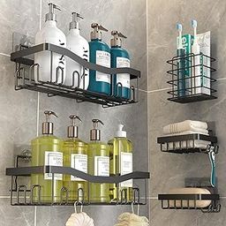 Bathroom Shelf for Wall, Soap Dish with Toothbrush Holder | Self Adhesive Stainless Steel Bathroom Organiser Without Drill | Ideal for Bathroom Accessories-image-66