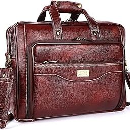Genuine Leather Laptop Office/Casual Bag for Men with Trolley Straps and Carry Handles with Adjustable Strap | Fits up to 16-Inch Laptop/MacBook/Notebook with 1 Year Warranty-62