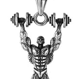 Dumbbells Bodybuilding Fitness Men Necklaces Pendant Chain Sterling Silver Alloy Locket-image-57