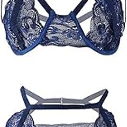 Sexy Lace Sweetheart Cup Bralette & Thong Lingerie Set for Women – Hot Night Dress Bra Panty Babydoll Bikini – Stylish Fantasy Wear for Honeymoon & Valentine Blue-image-76