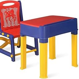 SMARTTEX™ Adjustable Study Table & Chair Set for Kids Boys and Girls with Small Box Space for Pencils and Other Stationery Plastic Study Table (3-15 Years) (Red & Blue)-13