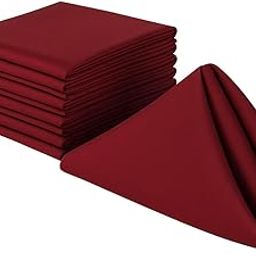 100% Cotton Dinner Napkins 20x20 Inch – 300 Thread Count Sateen Weave – Reusable, Soft & Durable Table Napkins – Burgundy (Set of 6)-image-0
