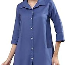 Women Cotton Blend Straight Solid Shirt-image-13