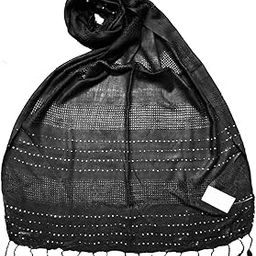 Famous Textile BEAUTIFUL Black SELF WIEVING SMART 100% VISCOSE STOLE/SCARF, Jali-Blk-42