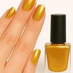 Long-Lasting Nail Polish for Women | High Shine, Quick-Dry, Chip-Resistant Nail Paint | Smooth Finish pack of 6 (Gold, 6ml)-image-84