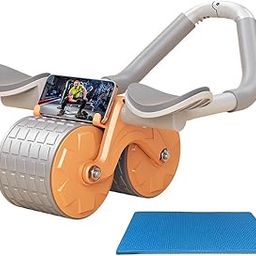 Optifit® Ab Roller Set, Abs Workout Equipment With Dual Rebound Core Wheels, Silent Knee Pad Mat & Phone Holder, Premium Non-Slip Handle, Portable Home Gym Equipment For Men Women, Orange-20