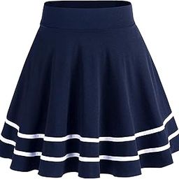 Girl's/Women's Classic Stretchy All Time Trendy Striped Solid Skater Skirts with Attached Inner Shorts-image-34