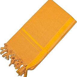 Spillbox Men's Color Border Cotton and Crush Jarigai Angavastram/Towel/kasavu Shawl/melmundu/uthareeyam/Traditional Pooja Towel - Small Border(Dark Yellow)-image-15