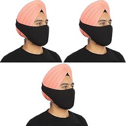 BISMAADH Reusable Cotton Hosiery Pagri Mask For Men Black Pack of 3-28