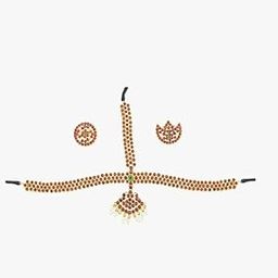 Style Heavens Womens Bharathanatyam Gold finish Kempu head set along with Sun and Moon jewellery. GH07.-image-14