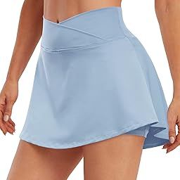 Pleated Tennis Skirts with Pockets for Women Cross Waist Athletic Golf Skorts Skirts with Shorts-image-41