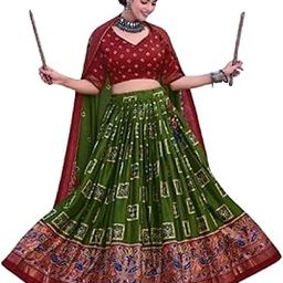 Lehenga Choli For Womens And Girls Tussar Silk Fabric With bandhani peacock With Foil Print Work Chaniya Choli-picture-13