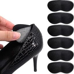 SQHT Heel Grip Liners Insert for Shoes Too Big and Loose Shoes - Prevent blisters, Self Adhesive Shoe Heel Cushion Pads for Men and Women 3 Pair (Black)-43