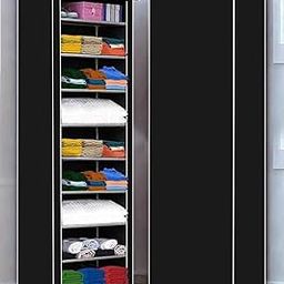 YouCopia Collapsible Wardrobe 6 Shelves Storage Clothes Storage Rack Quick Wardrobe/Cabinet/Multipurpose Storage Rack, Foldable, Collapsible Fabric Organizer for Home Office (Black, 9 Shelves)-image-15