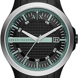 Stainless Steel Hampton Analog Black Dial Men Watch-Ax2439, Black Band-picture-27